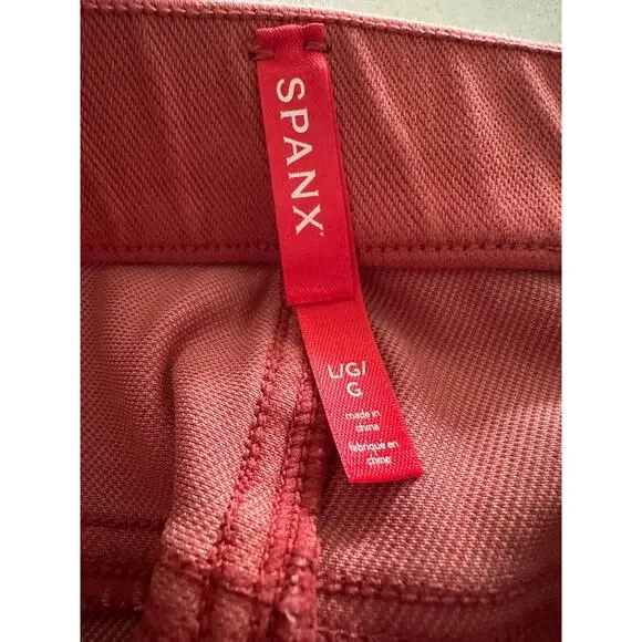 Spanx Denim Stretch Pull on Skinny Ankle Jeans Salmon Color Large - Picture 3 of 8
